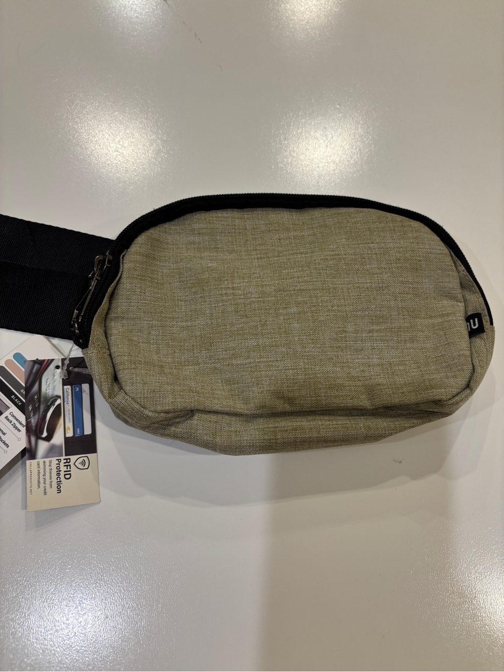 Beige NWT Crossbody Bag Tan Black with RFID protection & Anti Theft Hook